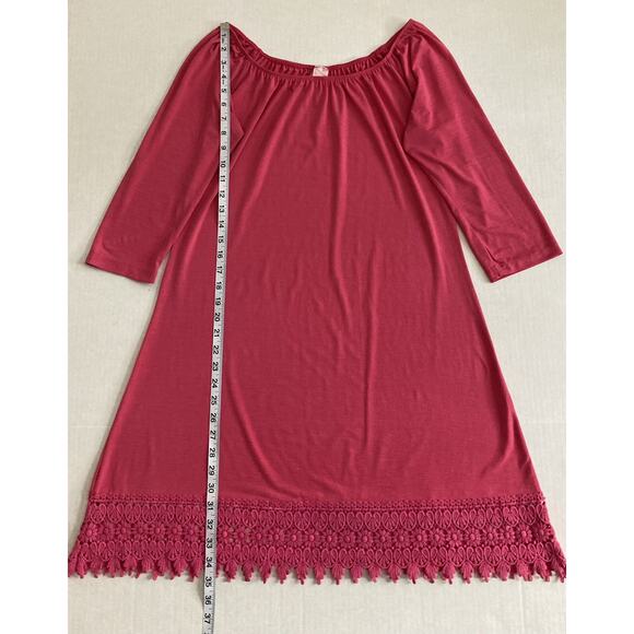 Womens Pink Coconut Boutique Dress 3/4 Raglan Sleeve Elastic Neckline Pink Sz M - Picture 7 of 9